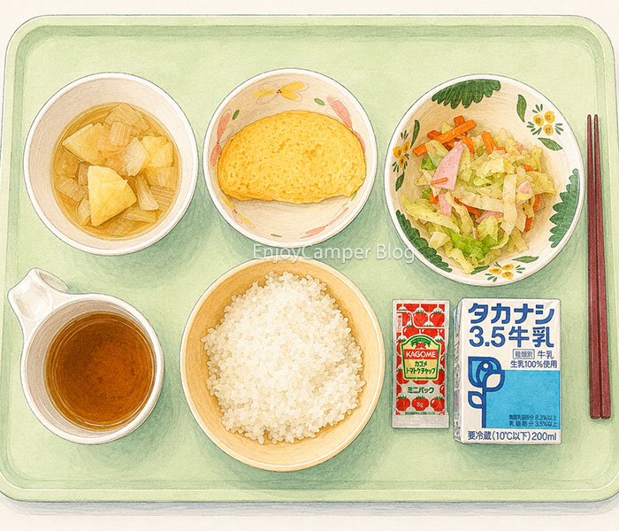 関東労災病院の病院食、入院2日目手術前の朝食のイメージイラスト