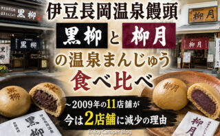 伊豆長岡温泉饅頭｜黒柳と柳月の温泉まんじゅう食べ比べ～2009年の11店舗が今は2店舗に減少した理由